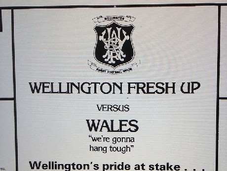 Wellington against international teams: versus Wales 1988